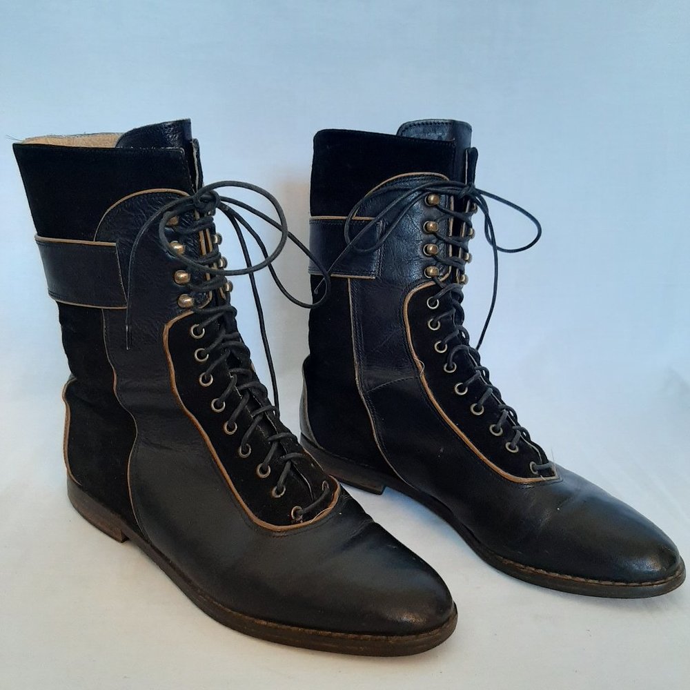 Lord & Taylor Black Suede and Leather Calf Boot